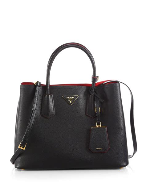 prada bag black red|prada saffiano cuir double bag.